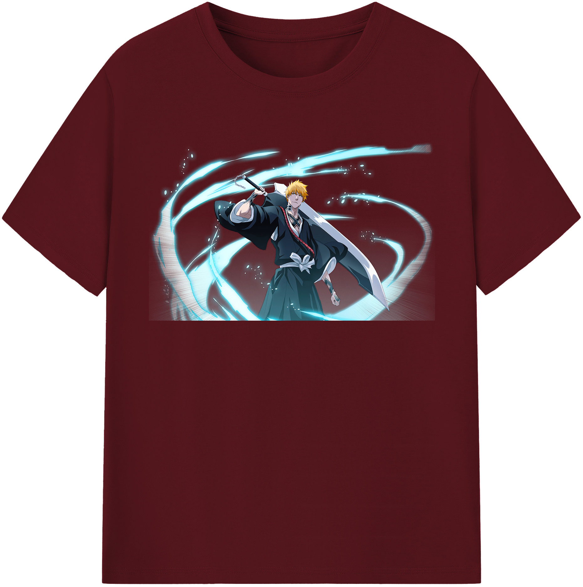（画像用） ブリーチ 黒崎一護（くろさき いちご）BLEACH Kurosaki Ichigo 綿100％半袖Tシャツ（フロントプリント）